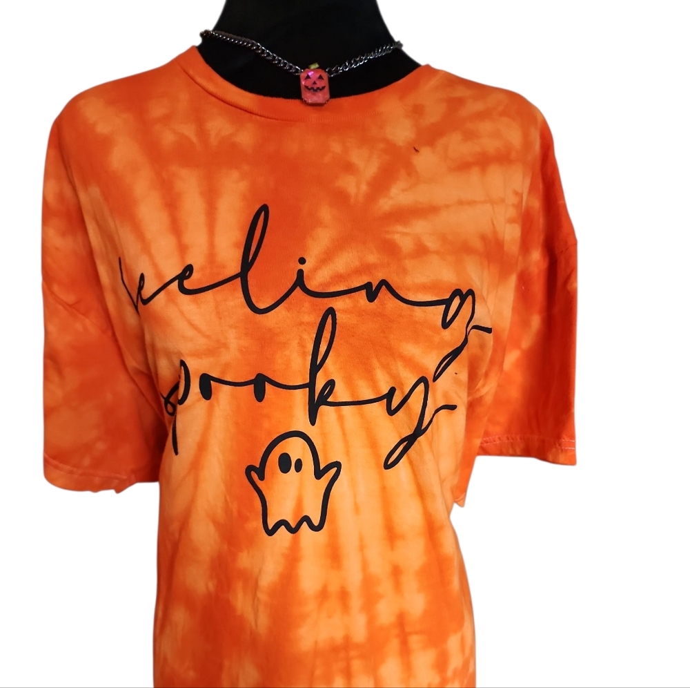 Halloween Orange Tie-Dye 'Feeling Spooky' T-Shirt